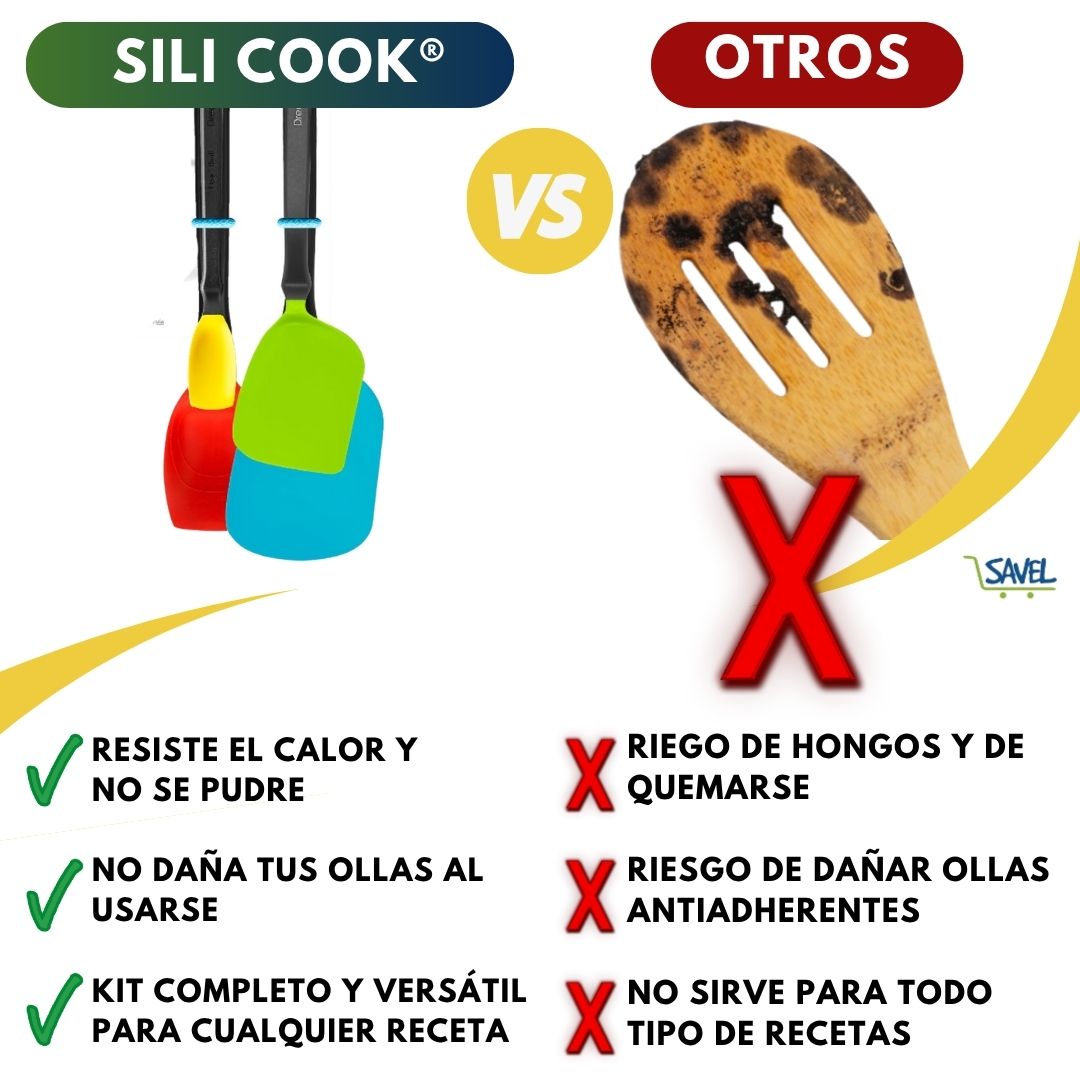 (Kit X4) Sili Cook®: Cocina de manera limpia y sin rayar tus ollas