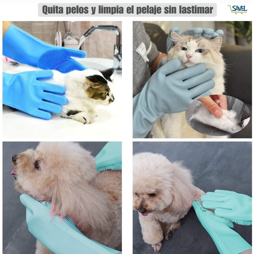 CleanGlove®: Haz que tu mascota le encante bañarse. (Par de Guantes)