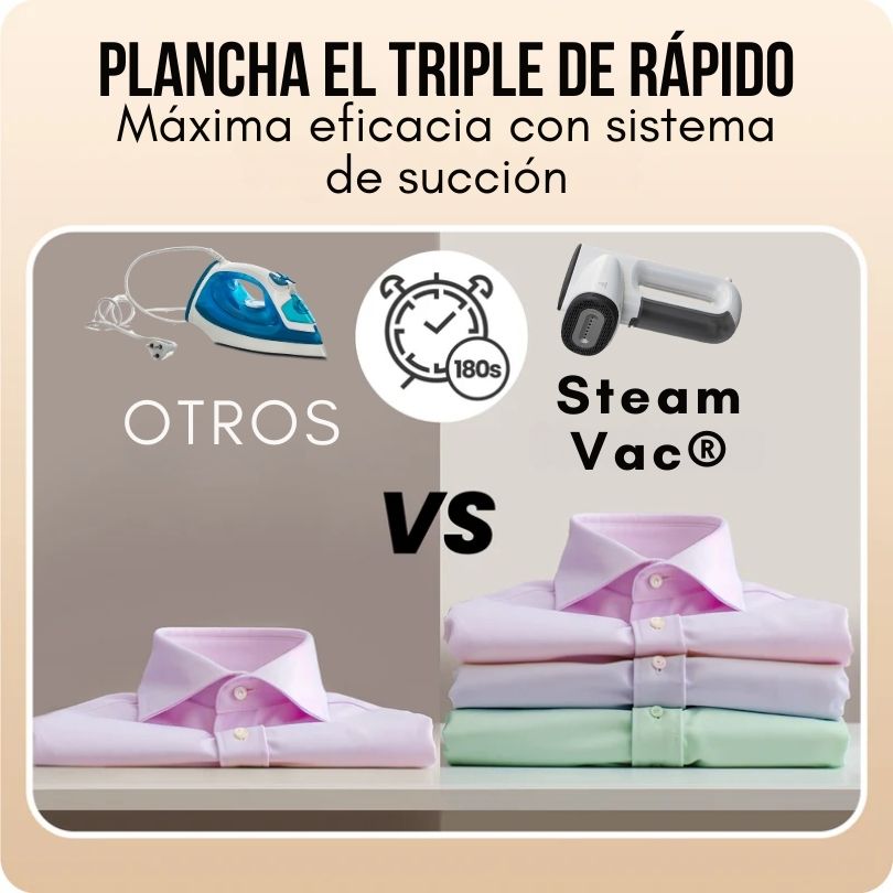 Steam Vac®: Plancha sin esfuerzo, tu ropa perfecta en segundos