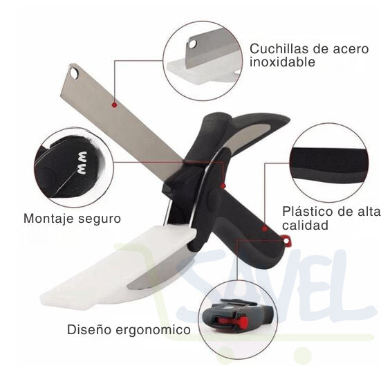 Tijera con tabla | Corta Alimentos 2 en 1