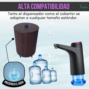 2 en 1 PerfectWater®: Cobertor de botellón y dispensador eléctrico
