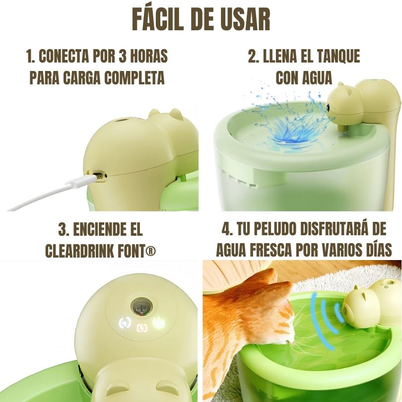 ClearDrink Font®: Dale agua fresca y limpia a tu mascota por días